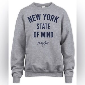 Billy Joel New York State of Mind Design on a Heather Grey Crewneck Sweatshirt